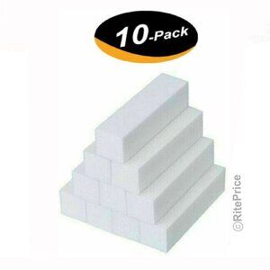 White Buffer Sanding Block Files Grit Manicure Nail Art Tips Tool (10 Pack) -New